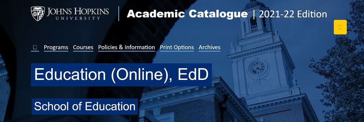 Online PHD programs in Education—Screenshot of John Hopkins University’s EdD web page