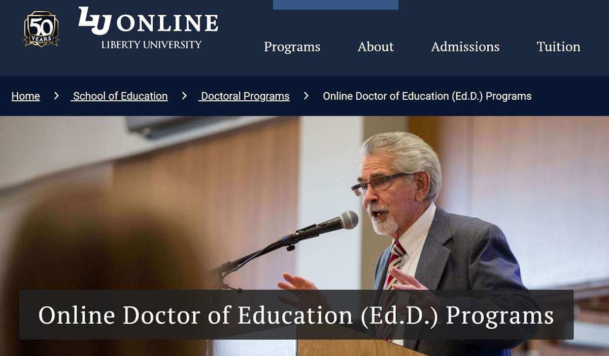 Screenshot of Liberty University’s online EdD web page