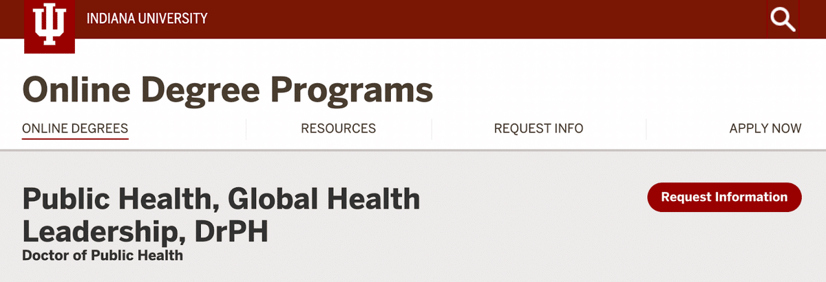 Doctor of Public Health / Global Health Leadership Indiana University online