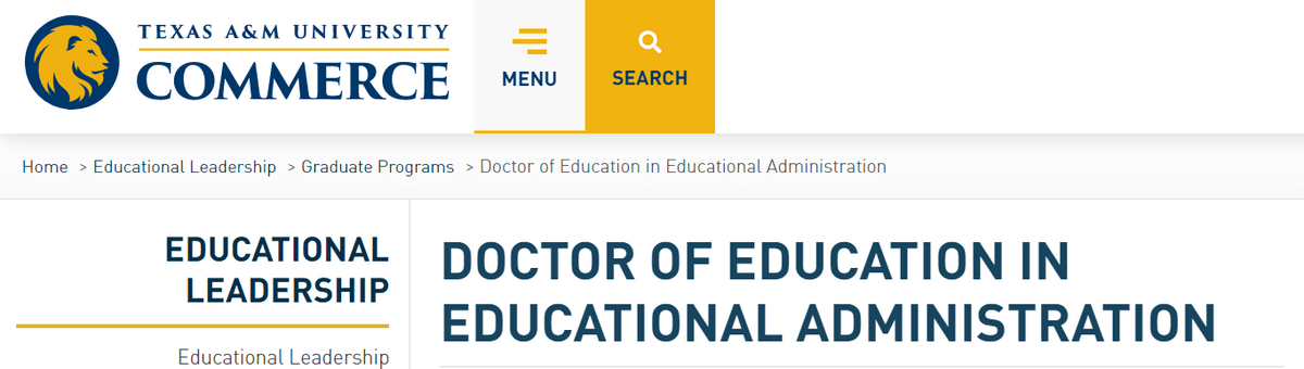 Texas A&M University’s online Doctor of Education web page