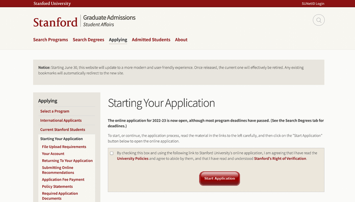 Stanford application deadlines