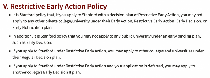 Stanford Restrictive early action application