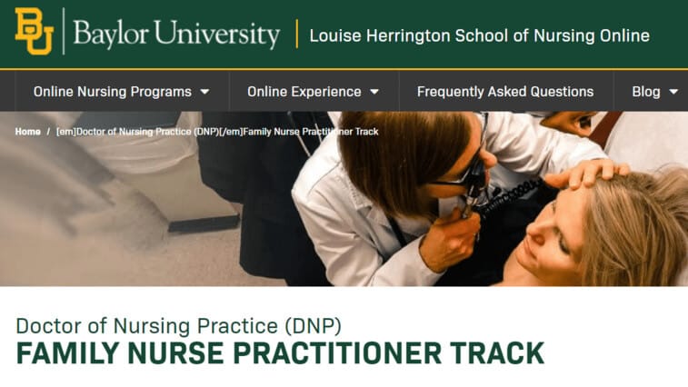 Photo of Baylor University’s online degree page for nursing