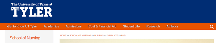 University of Texas at Tyler’s nursing PhD webpage