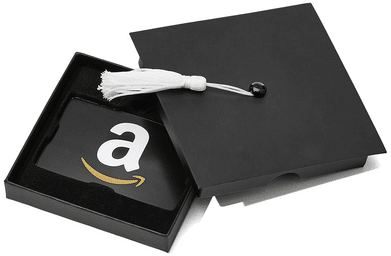 PHD graduation gifts—Amazon black gift box with gift card inside