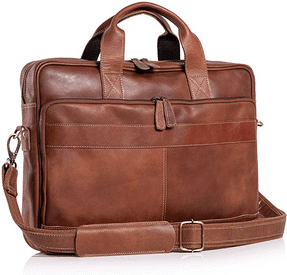 Brown leather business briefcase