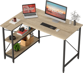 Bestier Small L-Shaped Desk with Shelves - Best Modular Desk for Larger Spaces