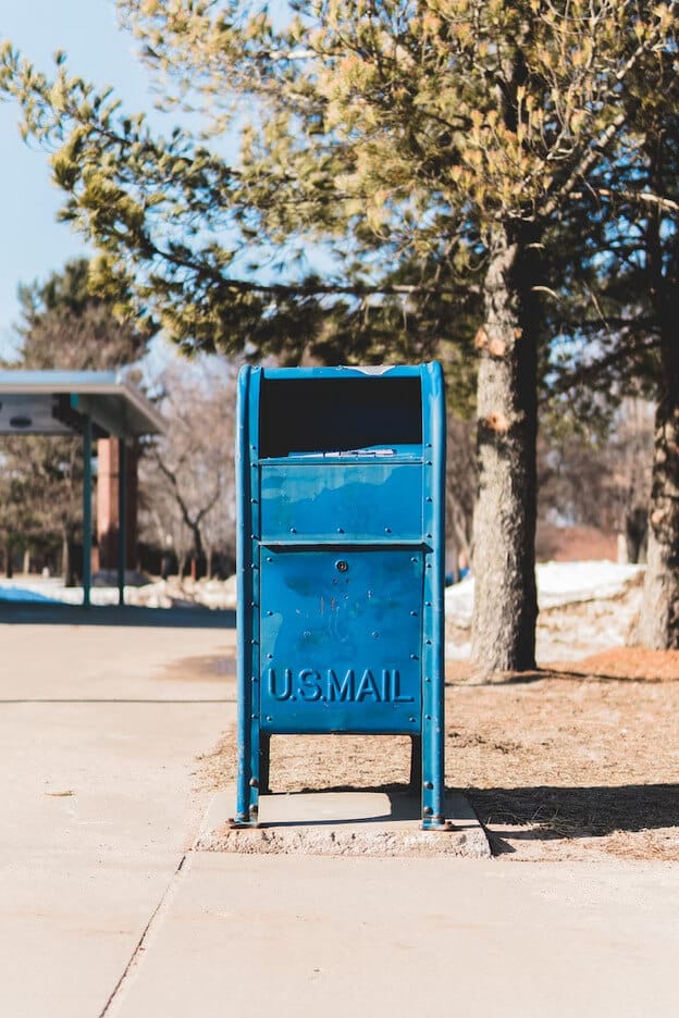 blue us postal service mailbox