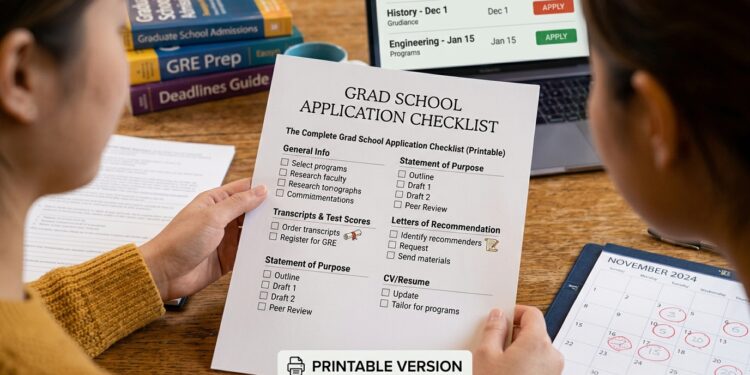 The Complete Grad School Application Checklist (Printable)